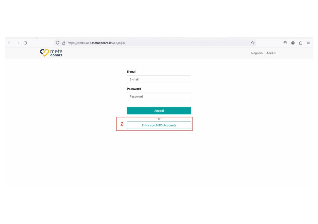 Pagina di login Workplace, pulsante Entra con MTD Accounts