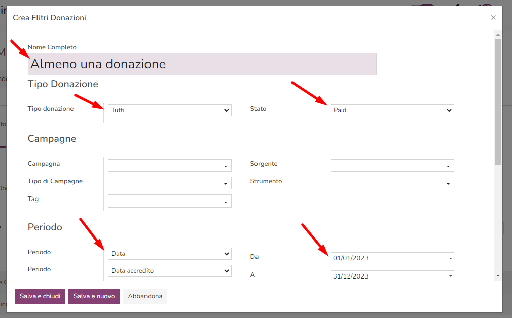 Dettaglio donazione